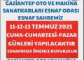 ODAMIZ BAŞKANI RAMAZAN BALCI GELENEKSEL ESNAF SAHRESİ GÜNLERİNİ 09-10-11-12 TEMMUZ 2026 TARİHLERİ OLARAK AÇIKLADI.